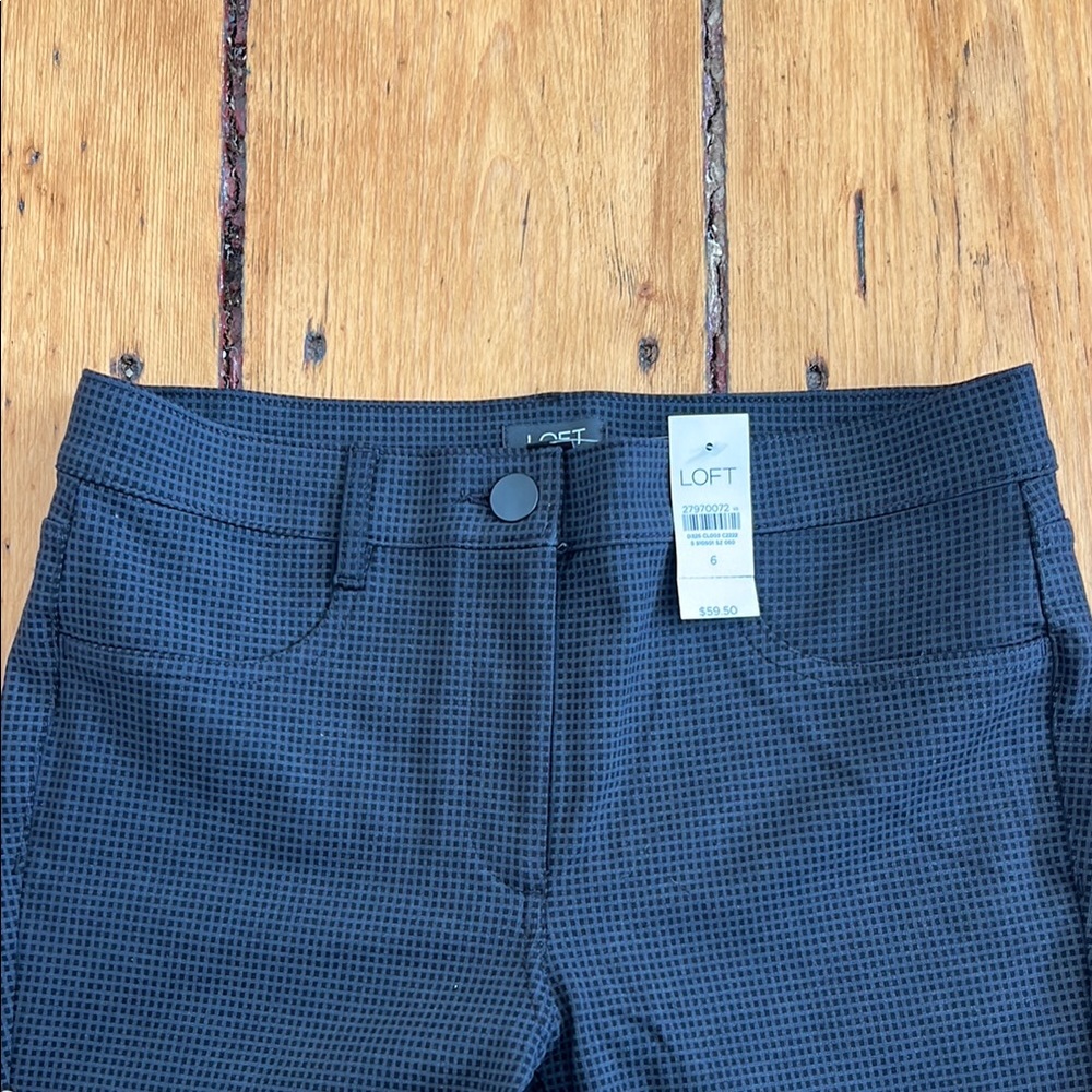 NEW LOFT Stretch Checker Charcoal Textured Trousers